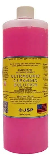 JSP Ultrasonic Cleaning Solution – 16 fl oz Ammoniated Jewelry Cleaner for Gold, Silver, and Precious Stones