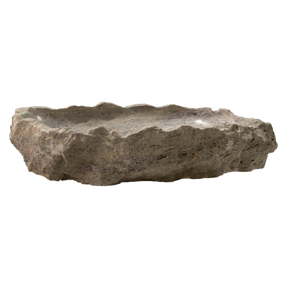 Silver Travertine Rustic Hand Chiseled Vessel Sink - 16x26x5