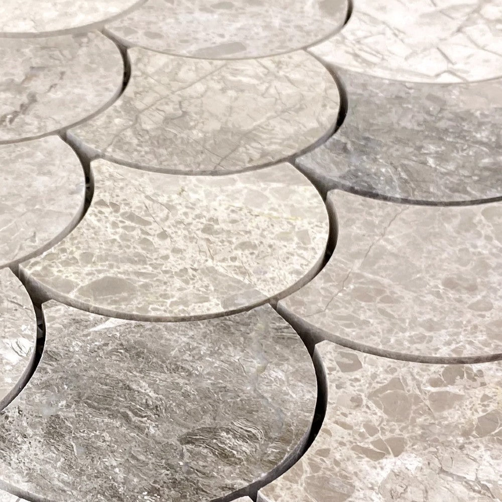 Silver Shadow Marble Laguna on 12" x 12" Mesh Mosaic Tile