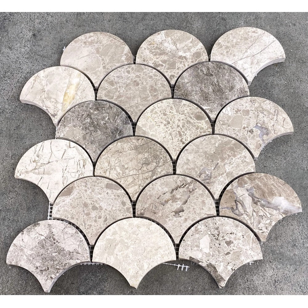 Silver Shadow Marble Laguna on 12" x 12" Mesh Mosaic Tile
