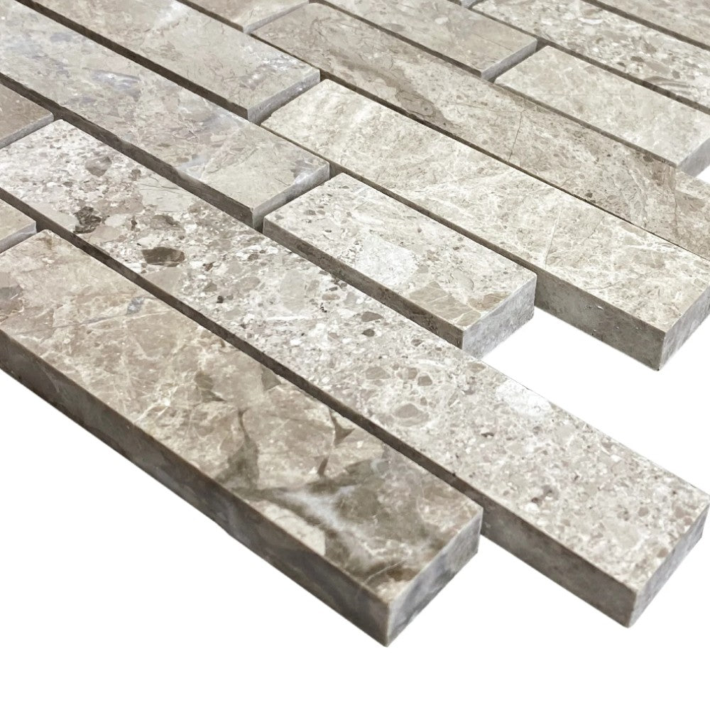 Silver Shadow Marble Liner on 12" x 12" Mesh Mosaic Tile