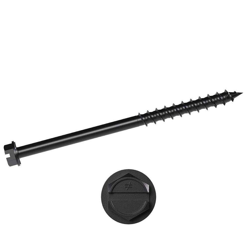 3/16 x 3 1/4 Simpson Hex Head Titen Turbo™ Concrete and Masonry Screw Anchor Zinc Plated w/ Ceramic Coat Black (1/4 in. Hex) - Box (100)