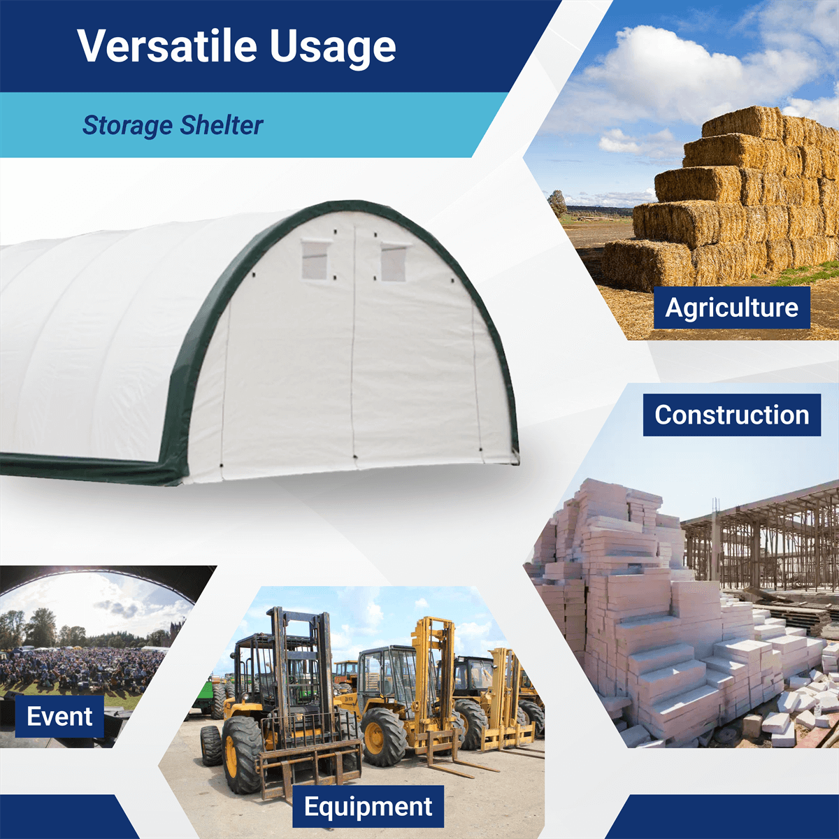 W20'xL30'xH12' Single Truss Storage Shelter, Reinforced Series