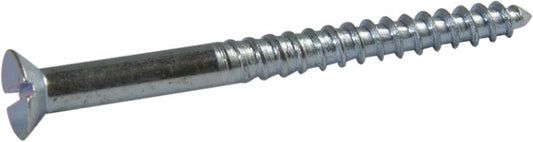 6 x 1 1/2 Slotted Flat Wood Screw Zinc Plated