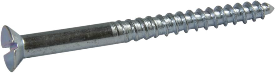 12 x 1 1/4 Slotted Flat Wood Screw Zinc Plated