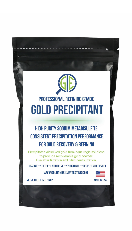 GTE Gold Precipitant (SMB) – Sodium Metabisulfite for Aqua Regia Gold Refining – 8 oz or 16 oz