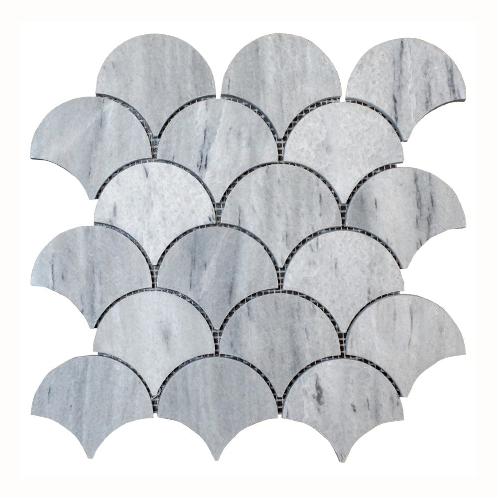 Solto White Marble Laguna on 12" x 12" Mesh Mosaic Tile