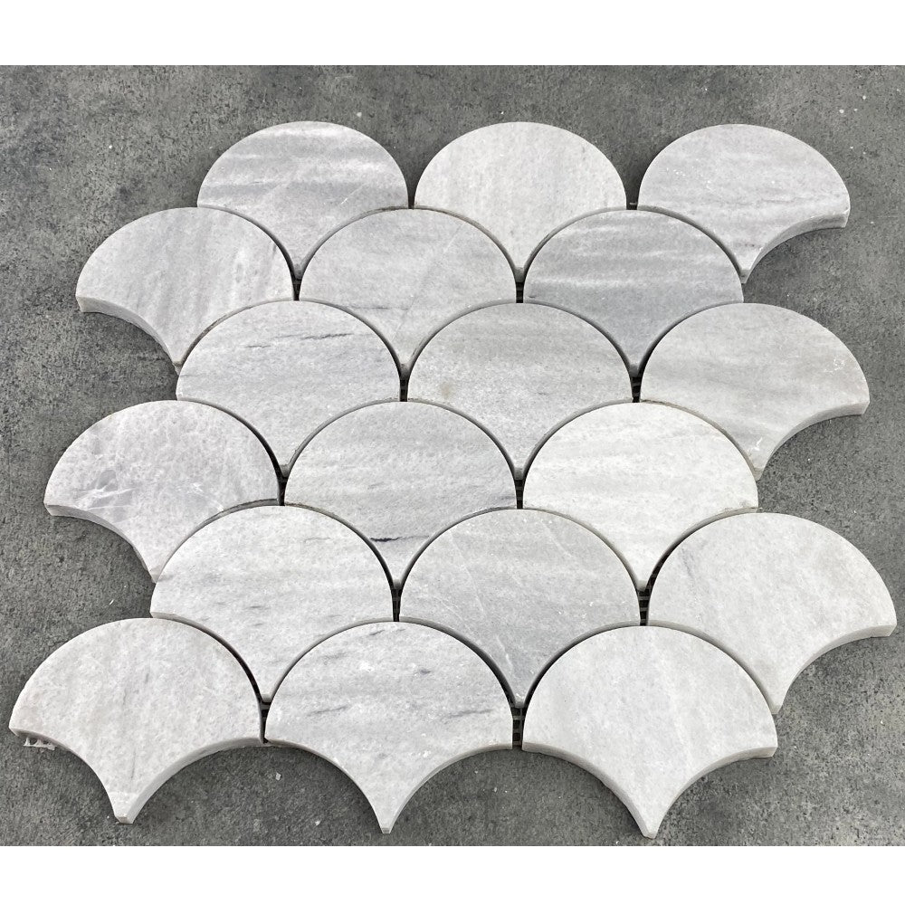 Solto White Marble Laguna on 12" x 12" Mesh Mosaic Tile