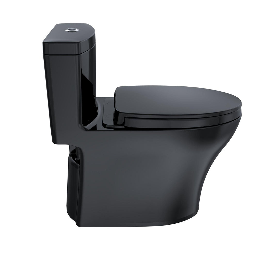 TOTO Aquia IV Ebony One-Piece 0.8 GPF & 1.0 GPF Dual-Flush Elongated Toilet With WASHLET+ Connection - Seat Included