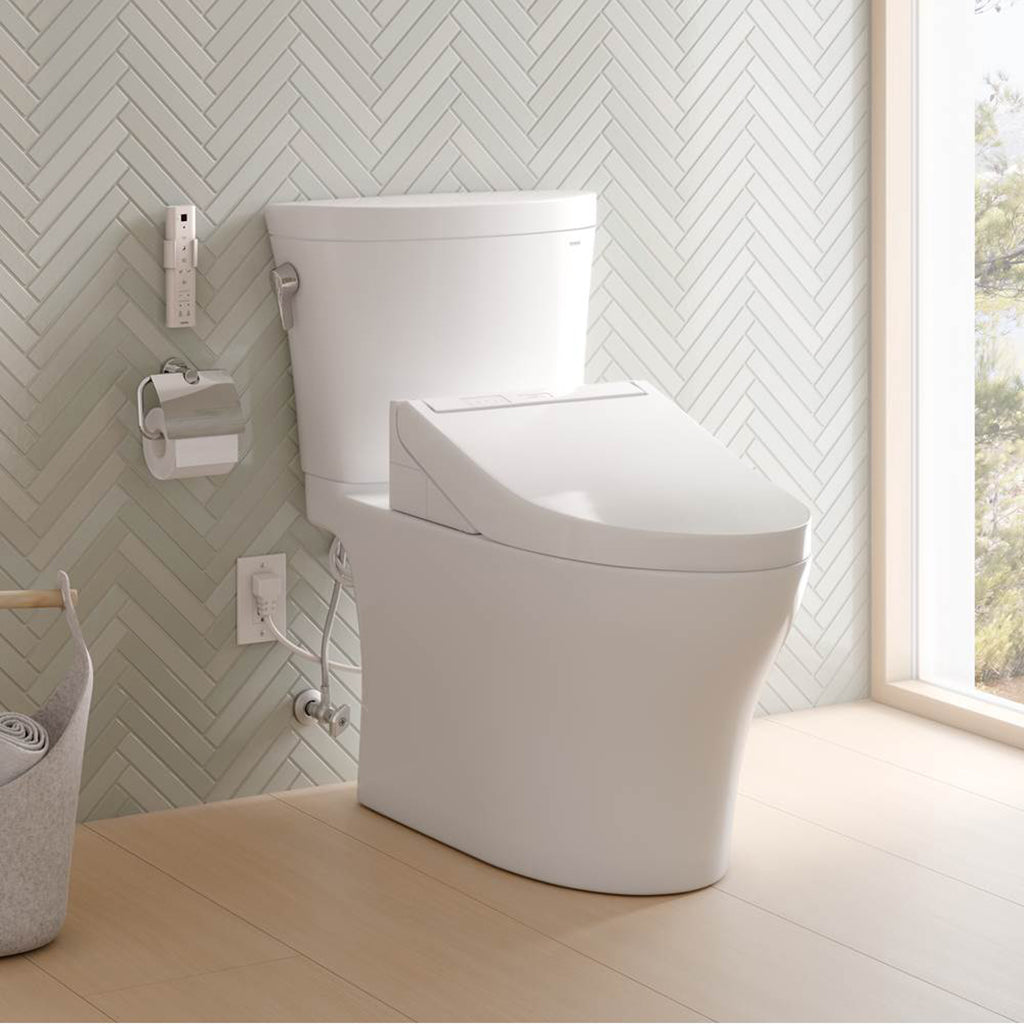 TOTO Aquia IV Arc - Washlet+ C5 Complete Dual Flush Two Piece Toilet - Floor Mount - 19" MW4483084CEMFGN#01 Vitreous China/Cotton