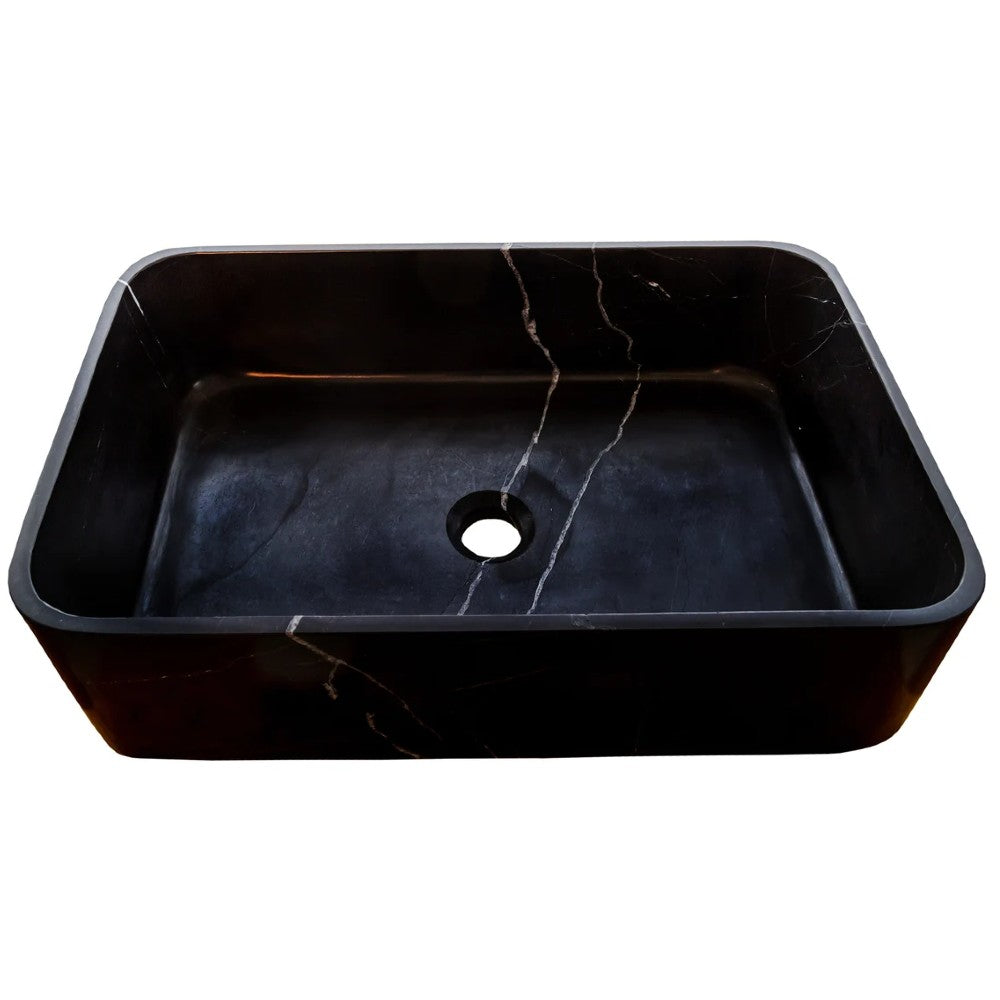 Black Marble Farmhouse Rectangular Sink - Polished 13.5x21.5
