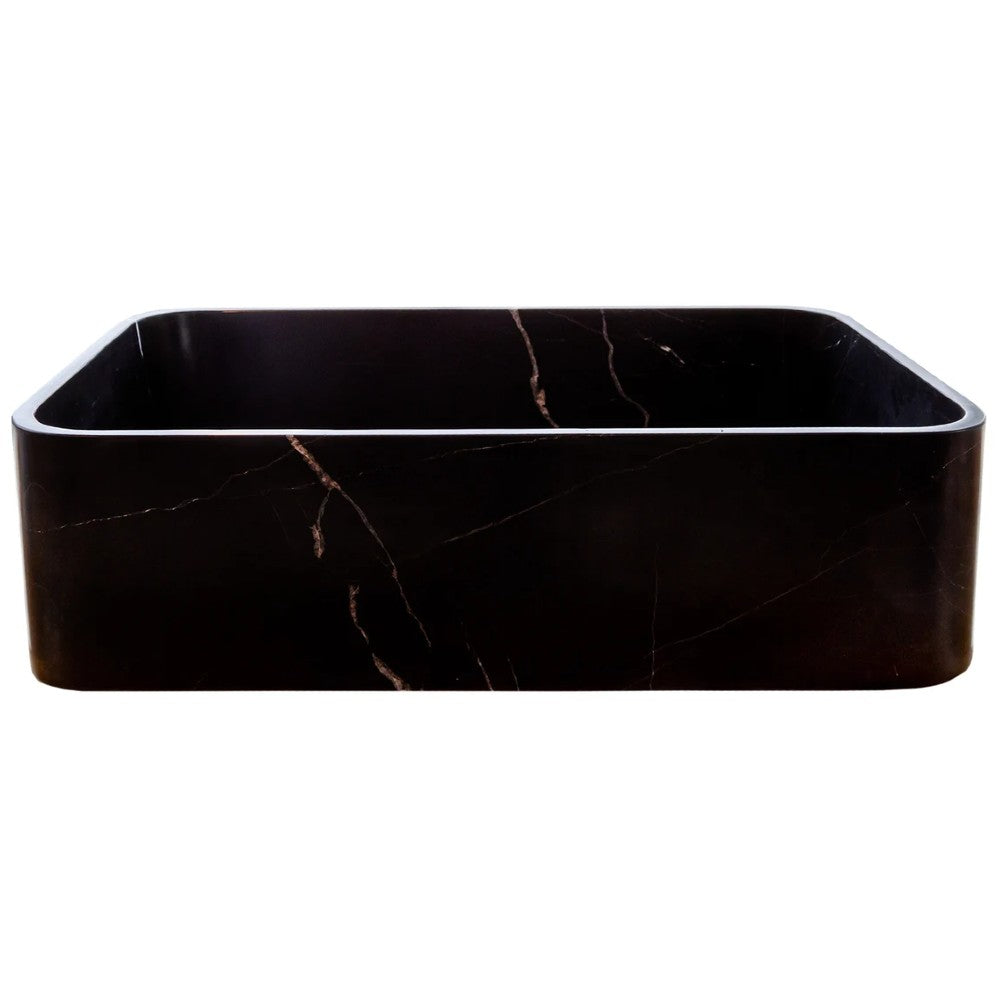 Black Marble Farmhouse Rectangular Sink - Polished 13.5x21.5