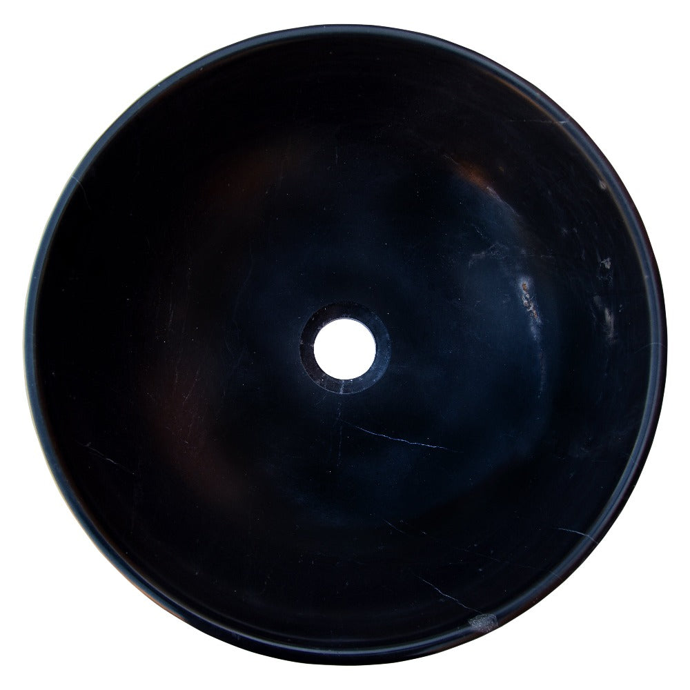 Black Natural Stone Marble Vessel Sink Semi-Polished 16x6 Inches
