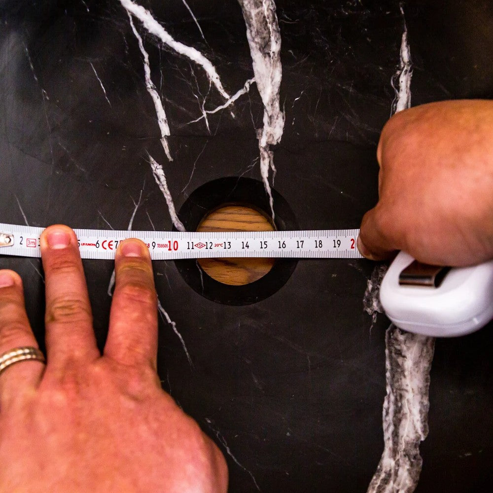 Black Marble Polished Vessel Sink - Natural Stone Toros Round 16 Diameter 6 Inch