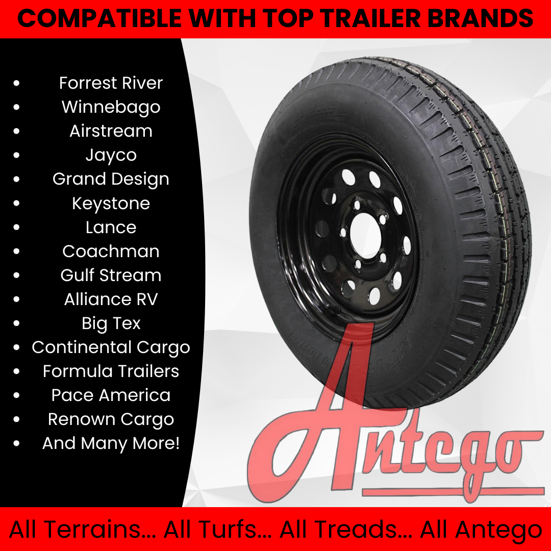 (Set of 4) Antego Tire and Wheel 185/80D13 Trailer Tire – Reinforced 8-Ply-Ply Design, 13.0-Inch Rim – Built for Long-Distance Hauling & Stability | A130454500096206ST18580D13-B4