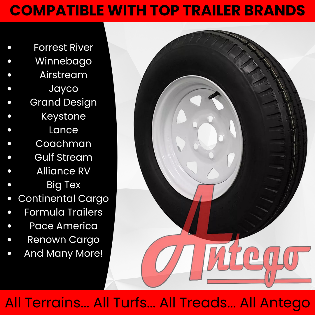 (Set of 2) Antego Tire and Wheel 185/80D13 Trailer Tire – Reinforced 8-Ply-Ply Design, 13.0-Inch Rim – Built for Long-Distance Hauling & Stability | A130454510116206ST18580D13-B2