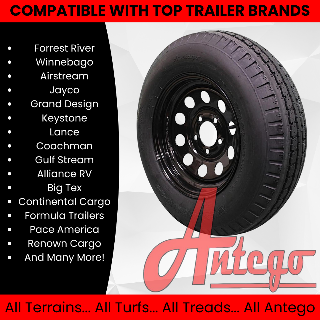 (Set of 4) Antego Tire and Wheel  205/75D14 Highway Terrain Assembly – Optimized for High Load Performance, 14.0-Inch Rim, Load 100.0, Speed M | A140554010096206ST20575D14-B4