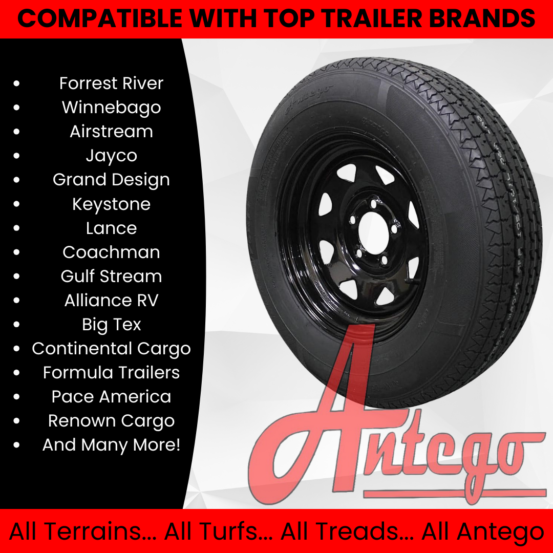 (Set of 4) Antego Tire and Wheel 205/75R14 Trailer Tire – Reinforced 8-Ply-Ply Design, 14.0-Inch Rim – Built for Long-Distance Hauling & Stability | A140554020096108ST20575R14-B4