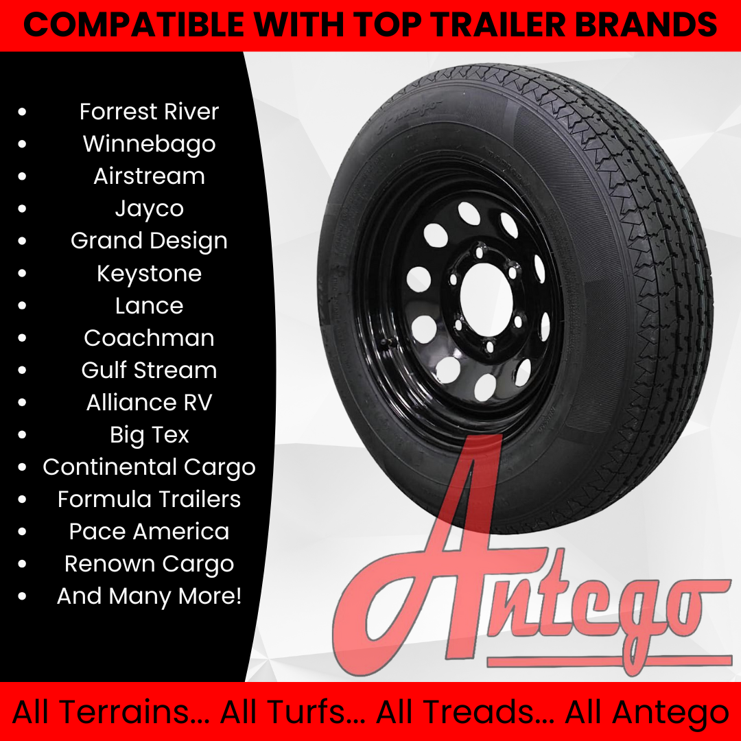 (Set of 2) Antego Tire and Wheel 205/75R15 Highway Terrain Trailer Tire & Wheel – 15.0-Inch Pre-Mounted Rim, 8-Ply-Ply Build, Perfect for Utility & Cargo Use | A15604510096108ST20575R15-B2