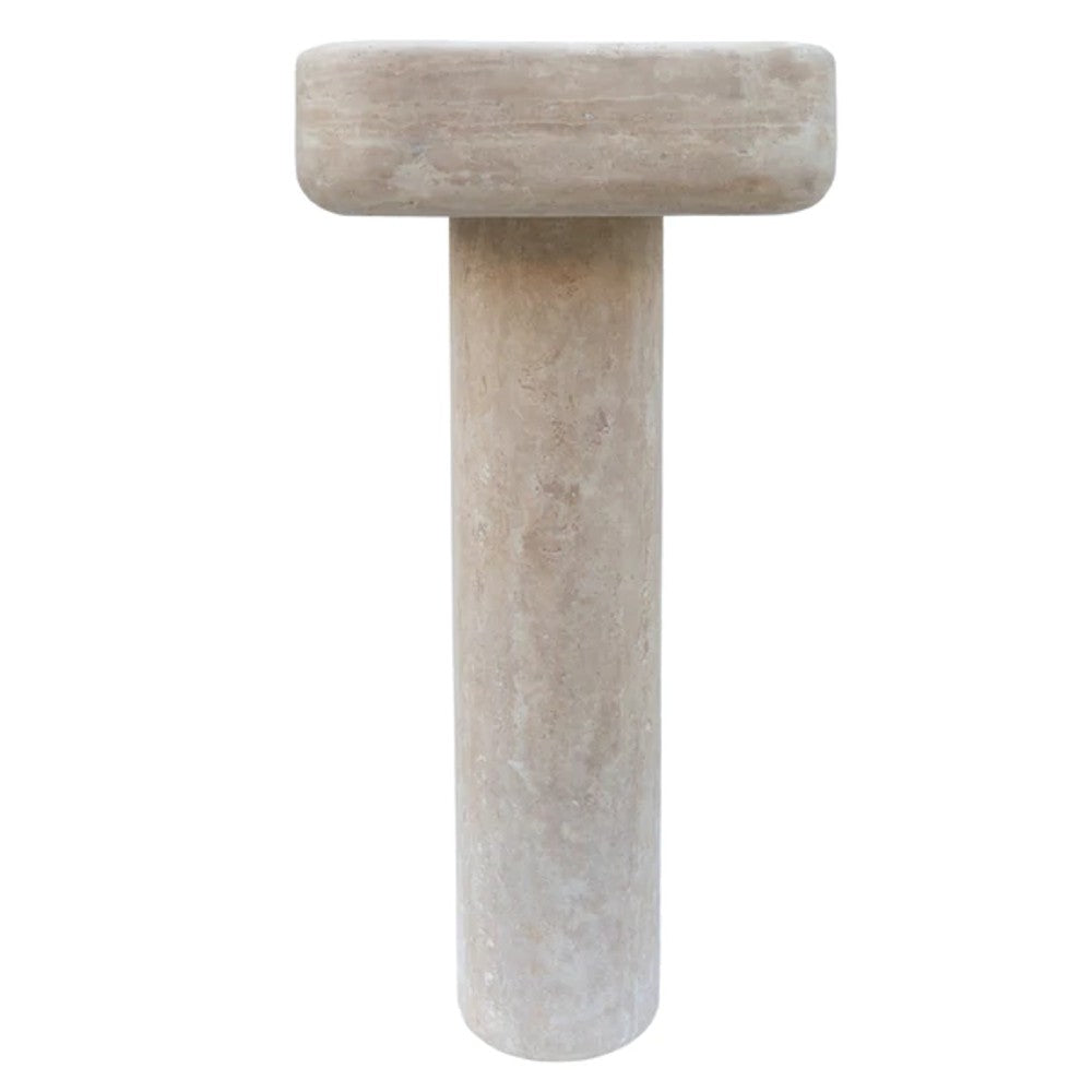 Light Travertine Pedestal Sink with Honed and Filled Finish Stand Alone 15x16x33.5