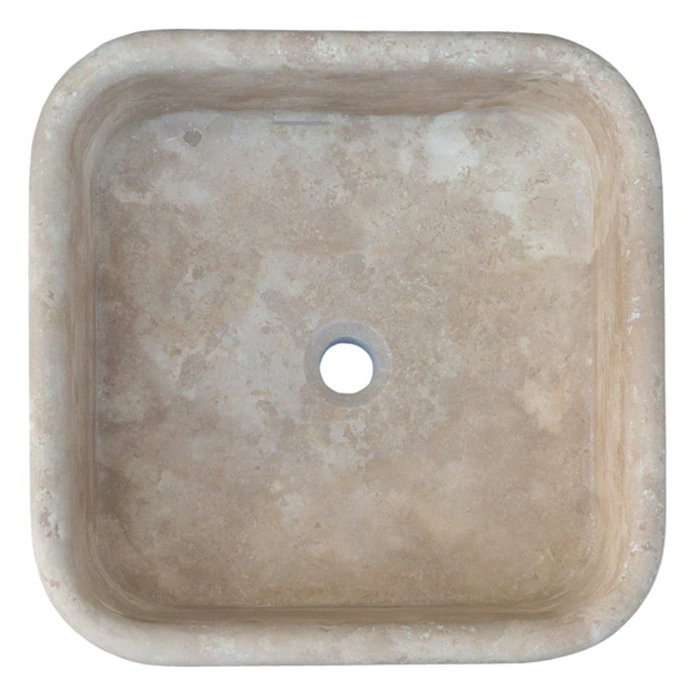 Light Travertine Pedestal Sink with Honed and Filled Finish Stand Alone 15x16x33.5