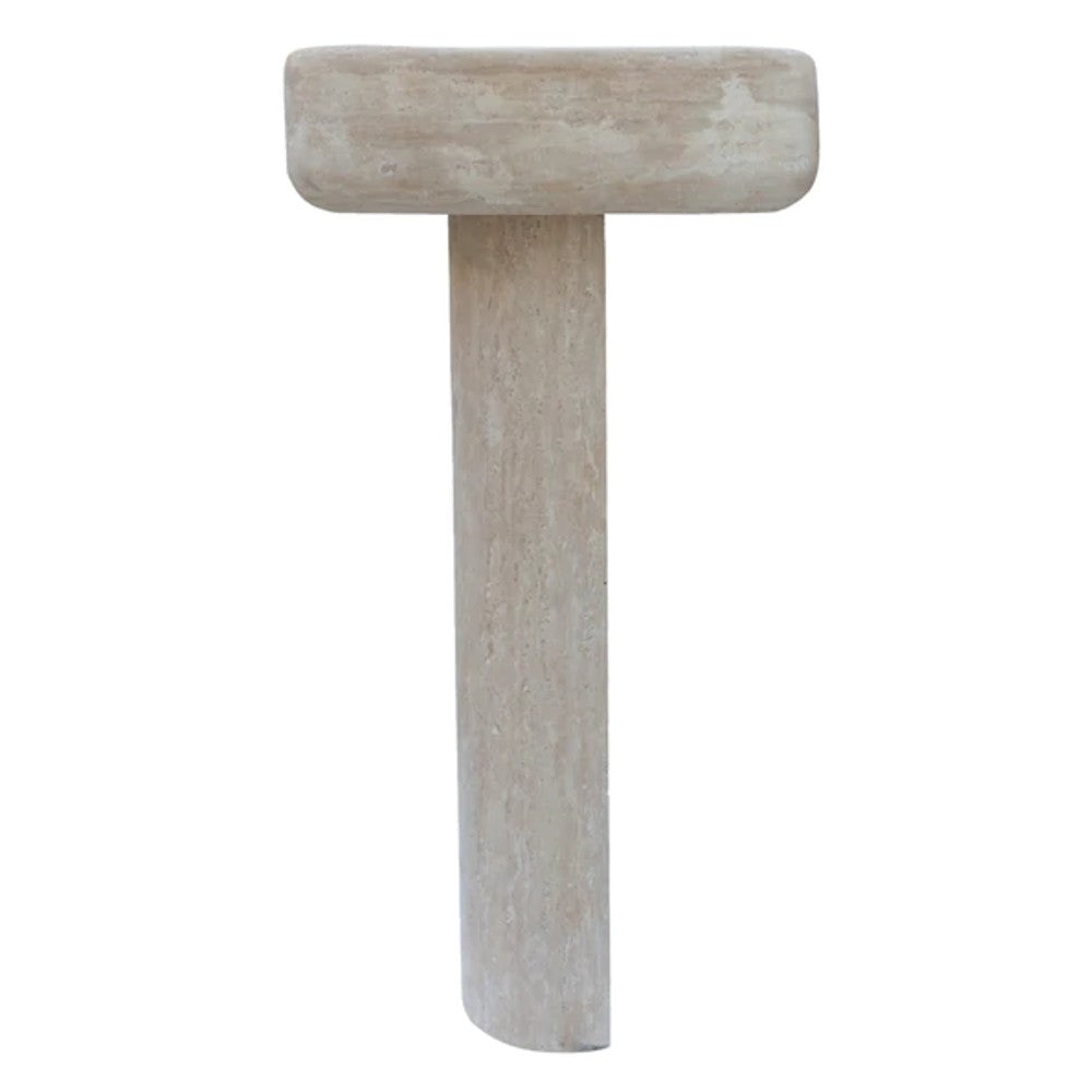 Light Travertine Pedestal Sink with Honed and Filled Finish Stand Alone 15x16x33.5