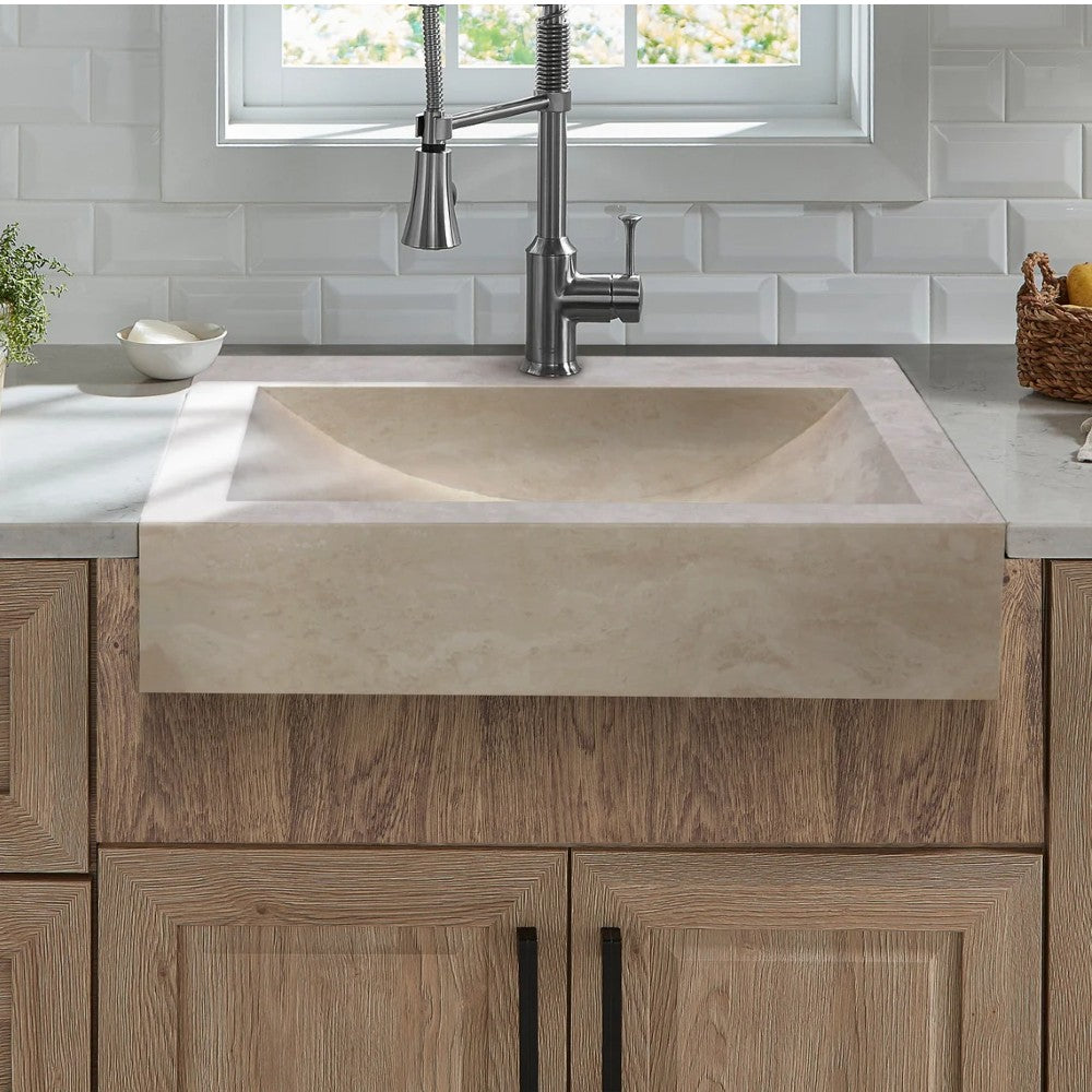 Light Travertine Rectangular Sink - Honed and Filled 18x21.4x4