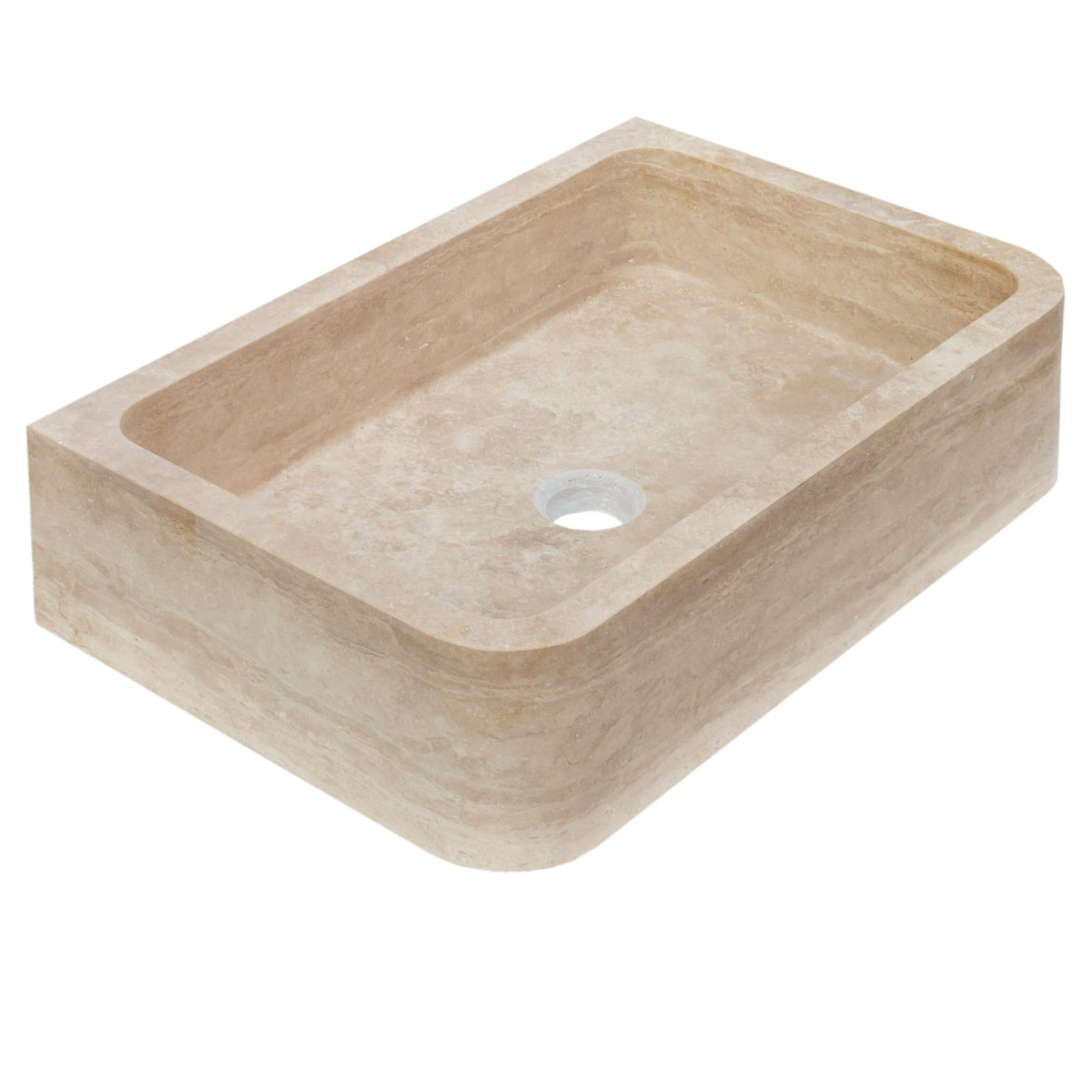 Light Travertine Farmhouse Apron Sink 18x27.5x7 - Honed and Filled Turkish Stone