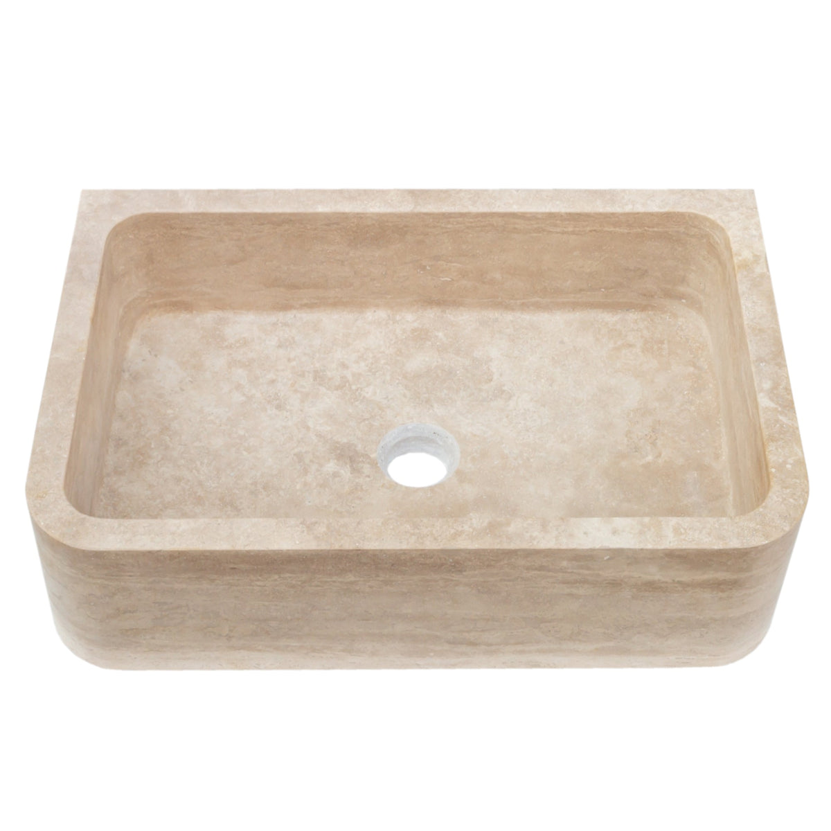 Light Travertine Farmhouse Apron Sink 18x27.5x7 - Honed and Filled Turkish Stone