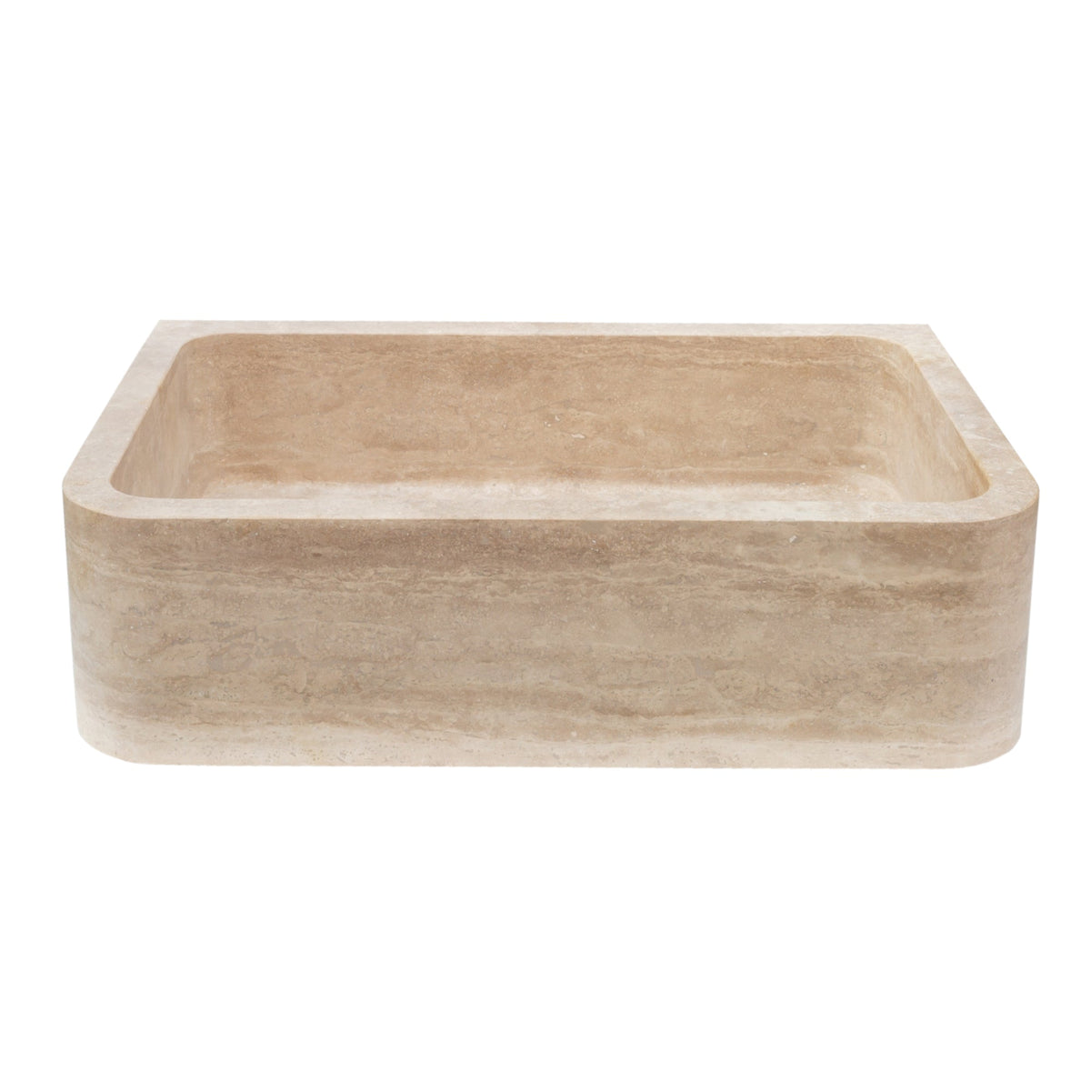 Light Travertine Farmhouse Apron Sink 18x27.5x7 - Honed and Filled Turkish Stone