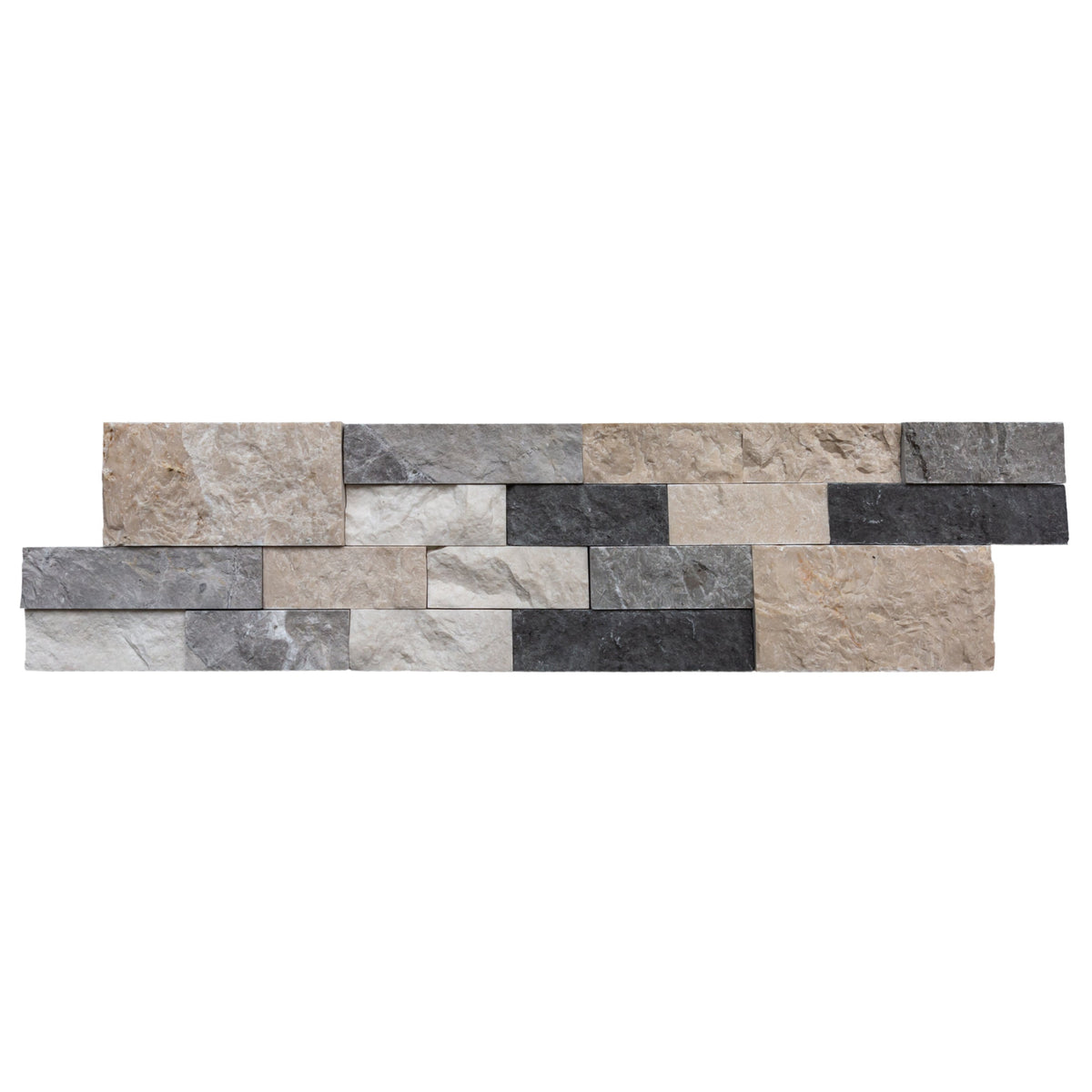 Tundra Gray Mix Ledger 3D Panel 6"x24" Split-face Natural Marble Wall Tile