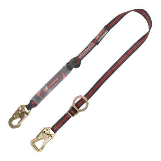 Shock Absorbing Lanyard - Clear Shock Pack - Adjustable - 1 Snap Hook - 1 Tie Back Hook - 6ft