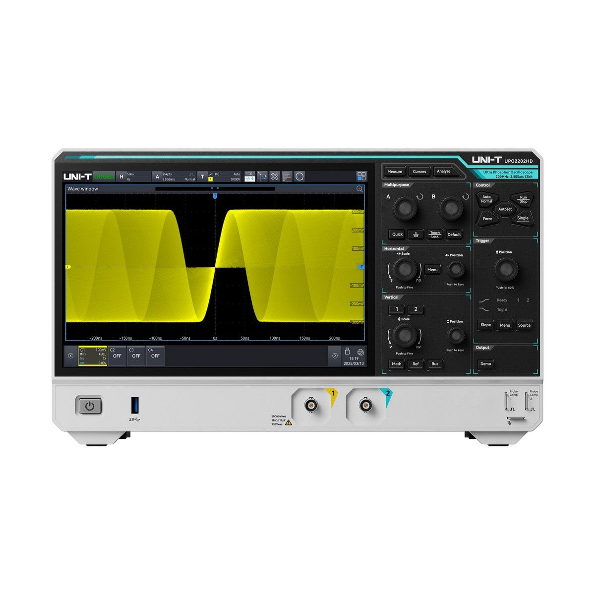 UPO2202HD 200 MHz 2Ch 12-Bit High-Resolution Oscilloscope