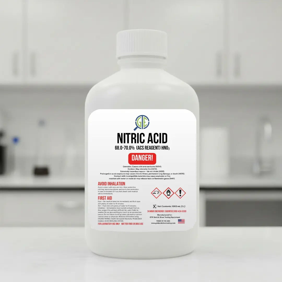 GTE Nitric Acid 70% – 32 oz (1000 mL) ACS Reagent Grade for Gold Refining