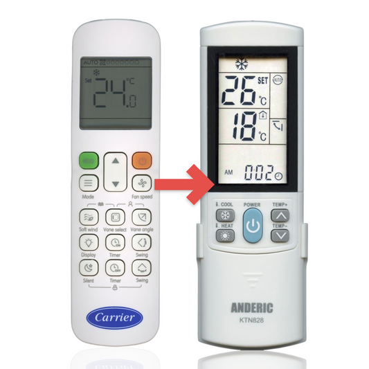 Anderic Substitute for Carrier WL-12F-CM - RM02A/BGE-A Air Conditioner Remote Control [KTN828]