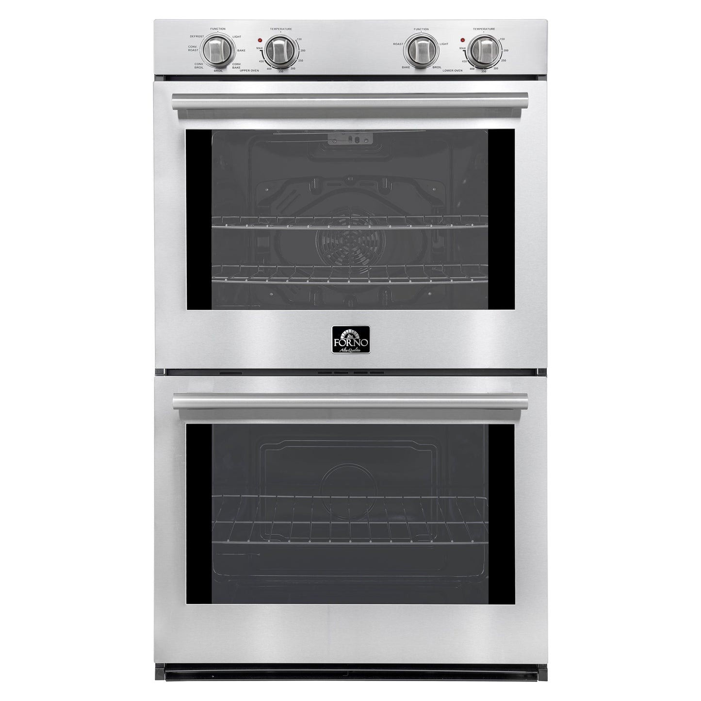 Forno Vomero 30-Inch Double Wall Oven, Stainless Steel, 10 cu.ft Total Capacity, 7100W Convection, Mechanical Controls, Self-Cleaning Function