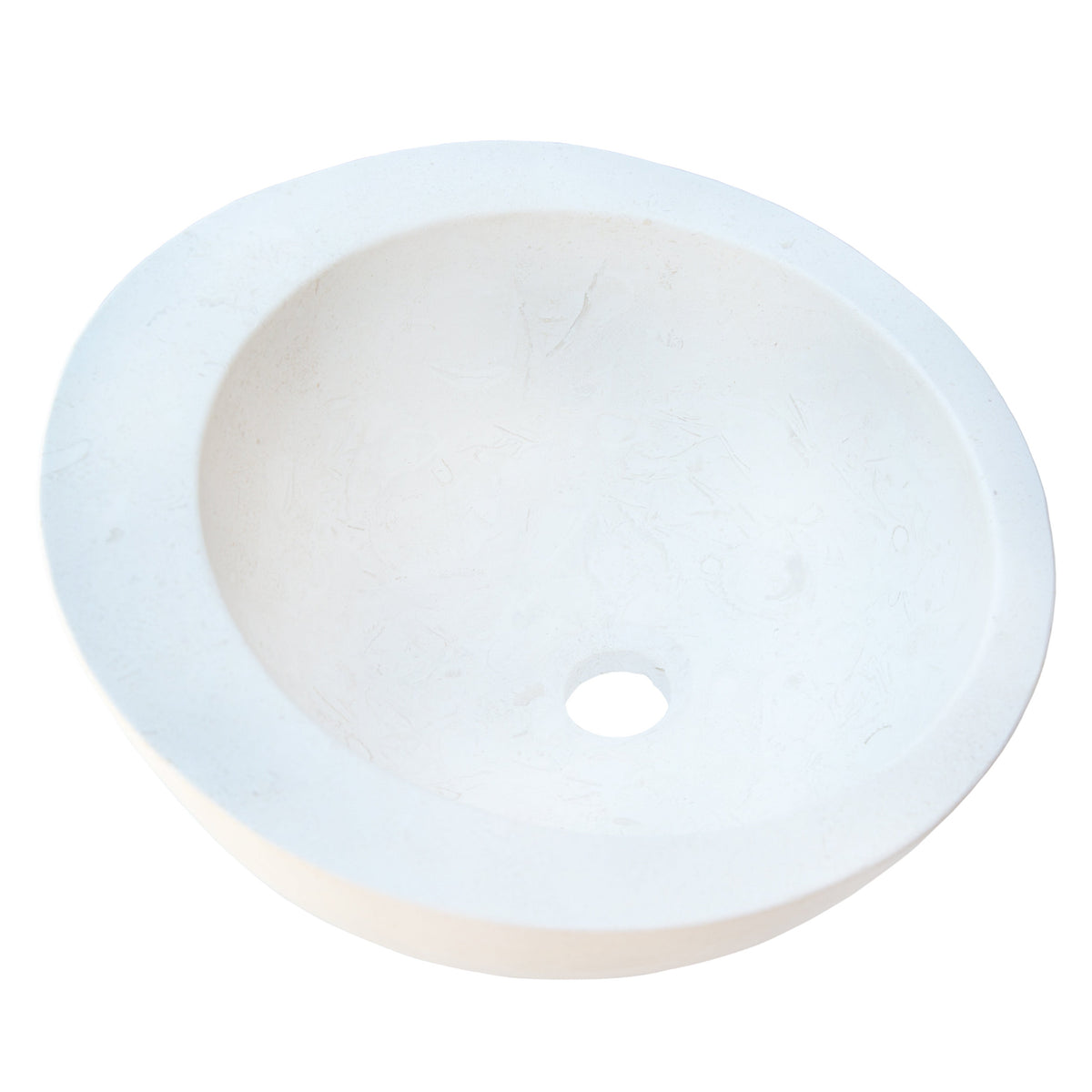 White Fossil Limestone Natural Stone Vessel Sink - Sloped Rim