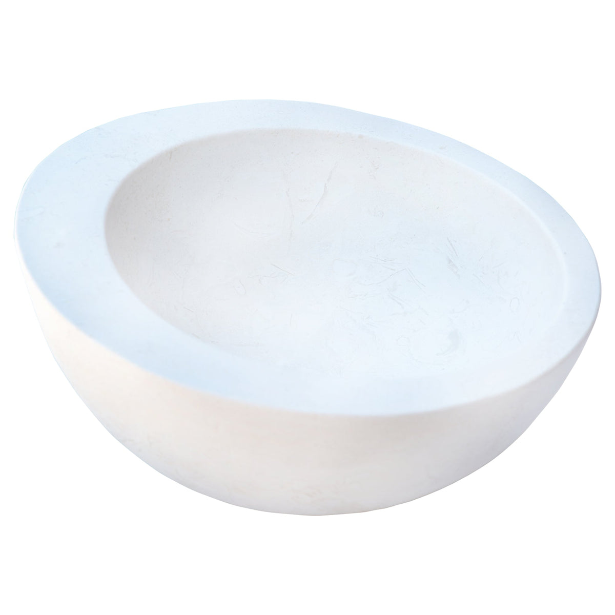 White Fossil Limestone Natural Stone Vessel Sink - Sloped Rim