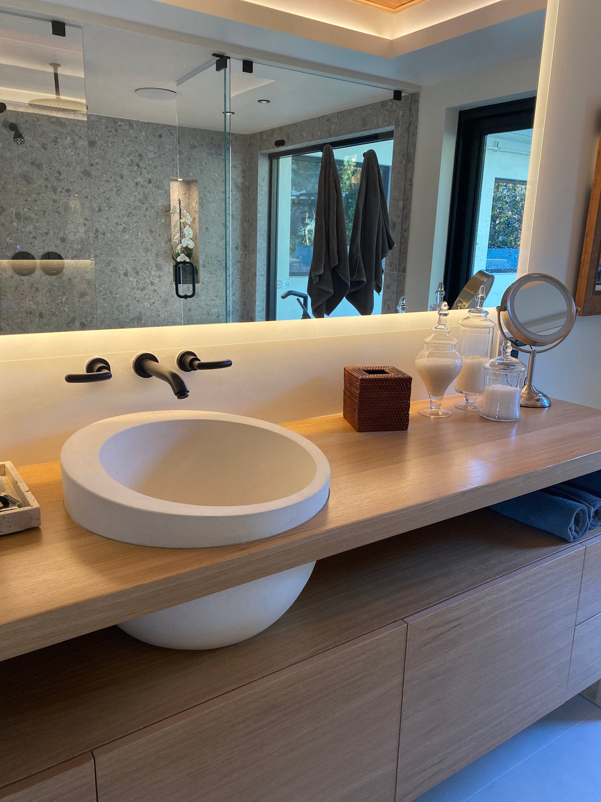 White Fossil Limestone Natural Stone Vessel Sink - Sloped Rim