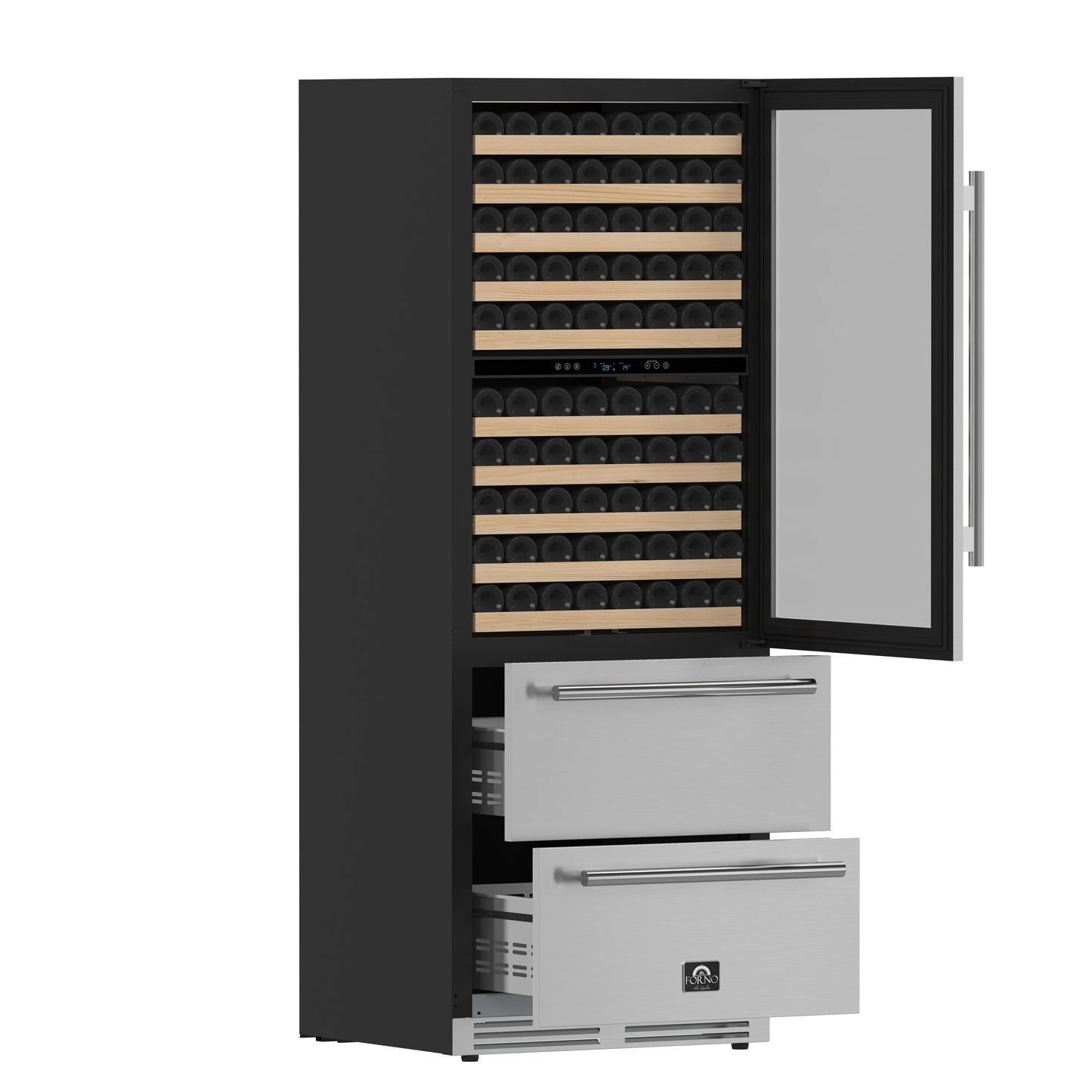 Forno Celano 30-Inch Triple Zone Wine and Beverage Cooler, 21.3 cu.ft, Stainless Steel