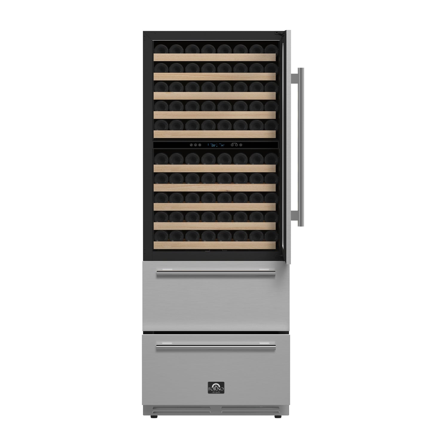 Forno Celano 30-Inch Triple Zone Wine and Beverage Cooler, 21.3 cu.ft, Stainless Steel