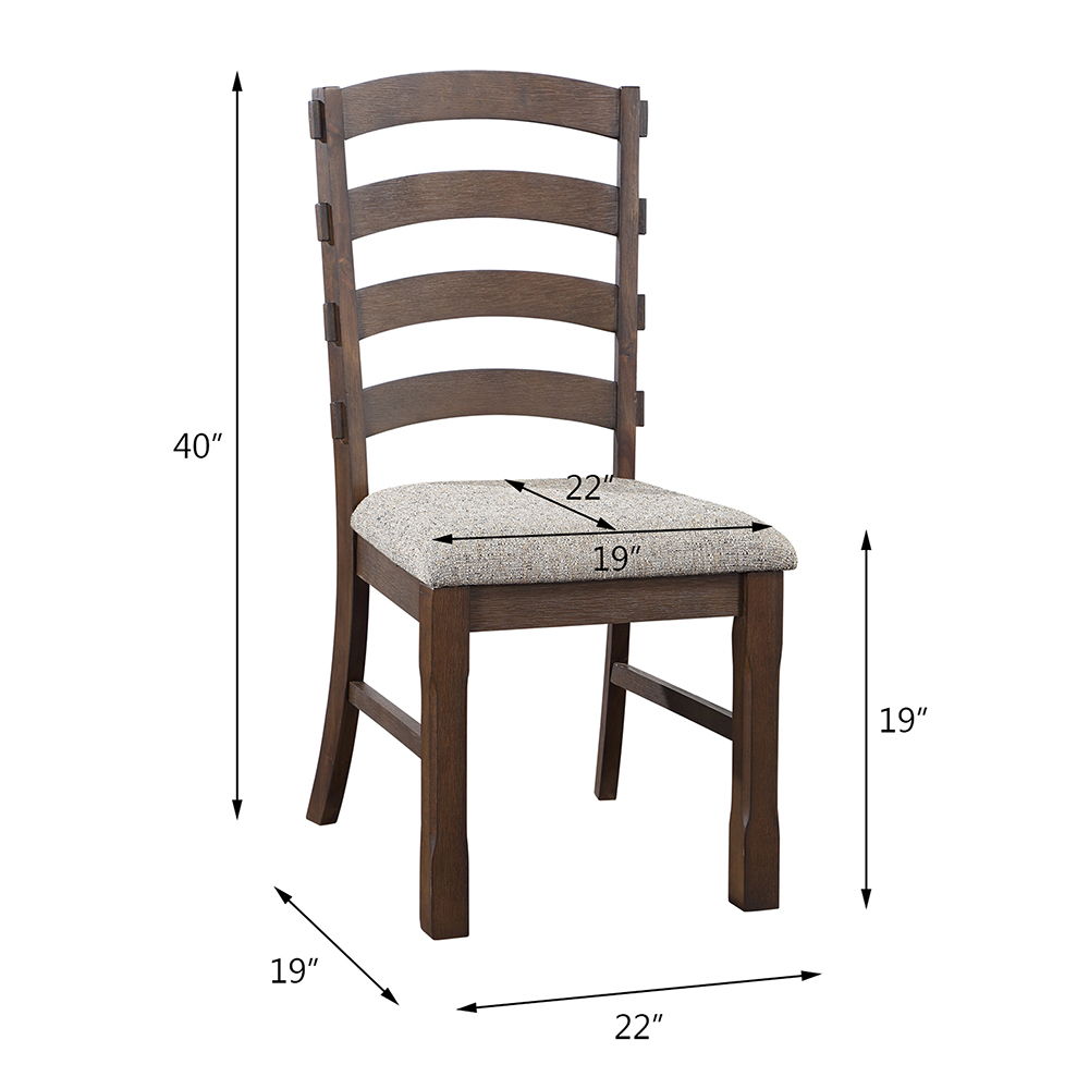 Pascaline - Side Chair (Set of 2) - Gray Fabric, Rustic Brown & Oak
