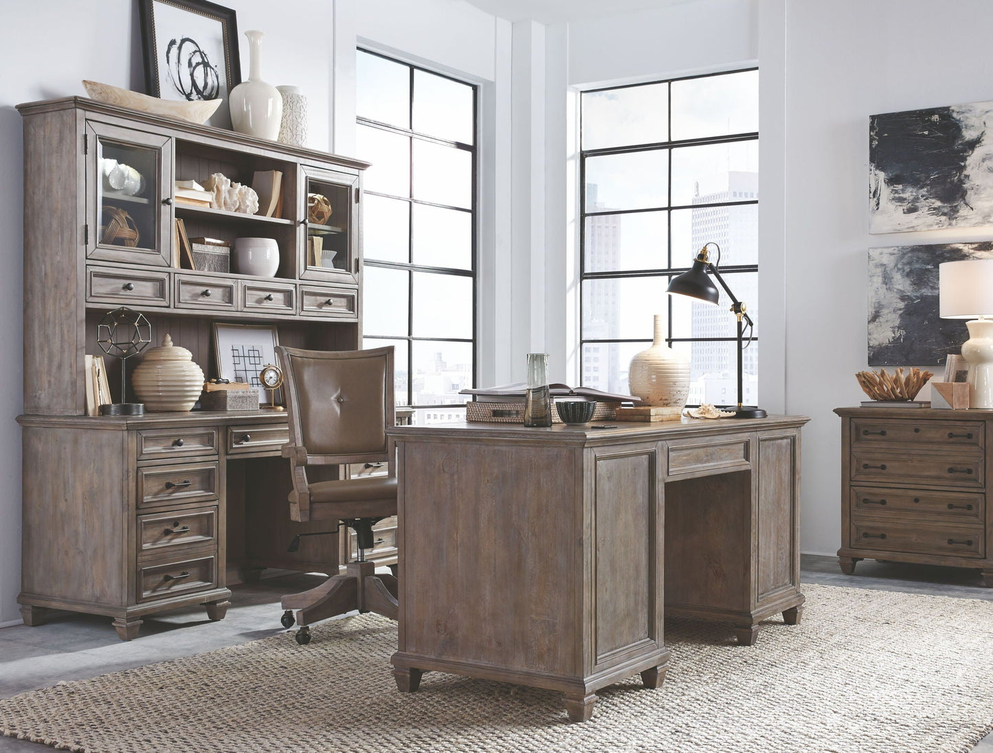 Lancaster - Credenza With Hutch - Dove Tail Gray