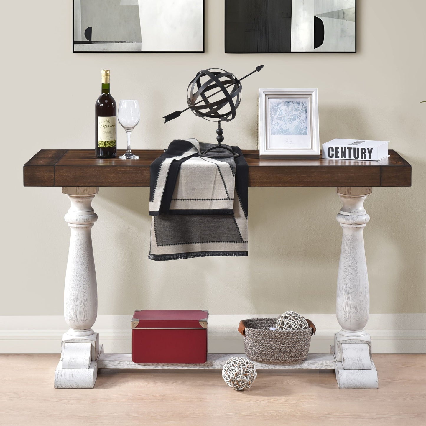 Farmhouse Retro Design Pedestal Sofa Tabe