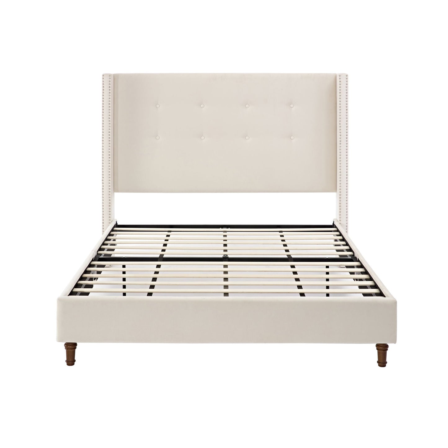 Peyton - Upholstered Bed With 54" High Headboard, Traditional Hand Buttoned Tufting