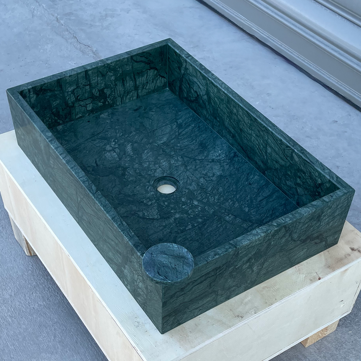 Verde Guatemala Natural Marble Handcrafted Custom Bathroom Sink