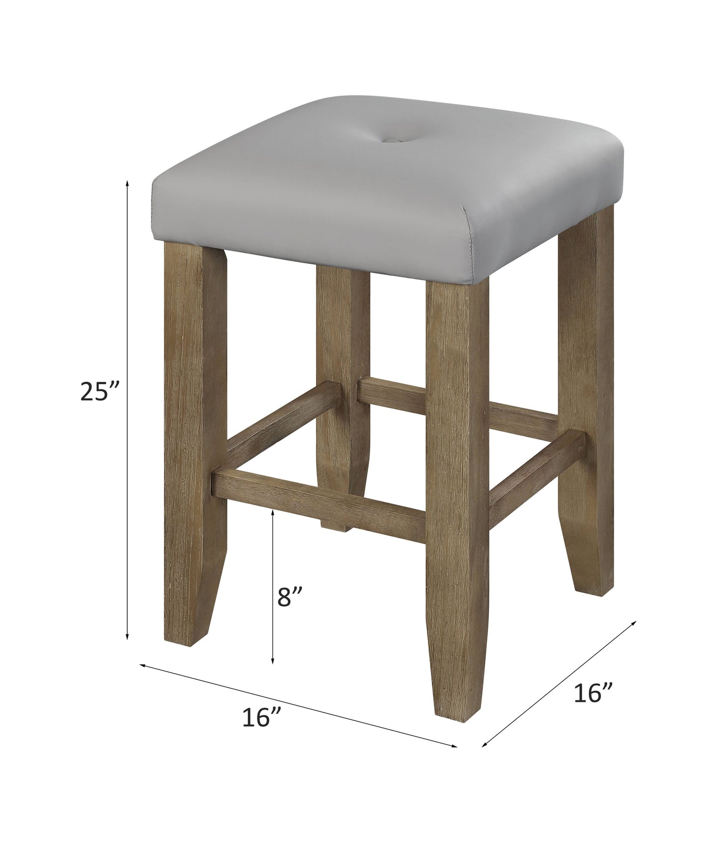 Charnell - Counter Height Stool (Set of 2) - Gray Synthetic Leather & Oak