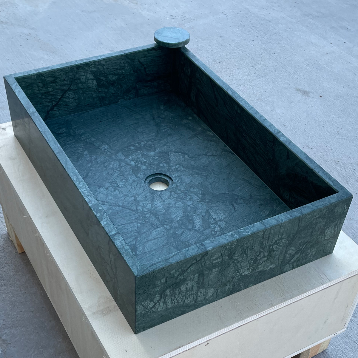 Verde Guatemala Natural Marble Handcrafted Custom Bathroom Sink