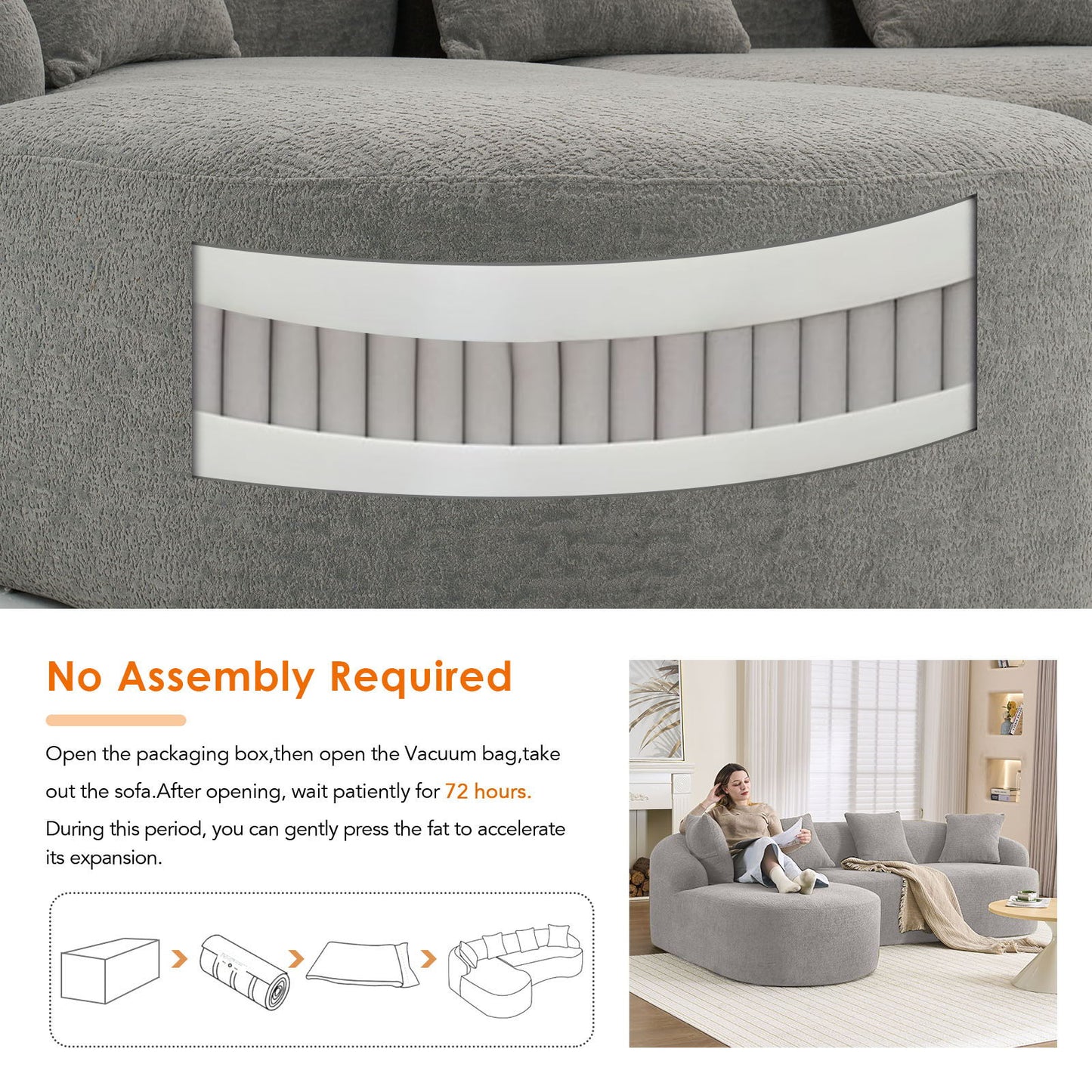 Combined Sofa With 4 Pillows