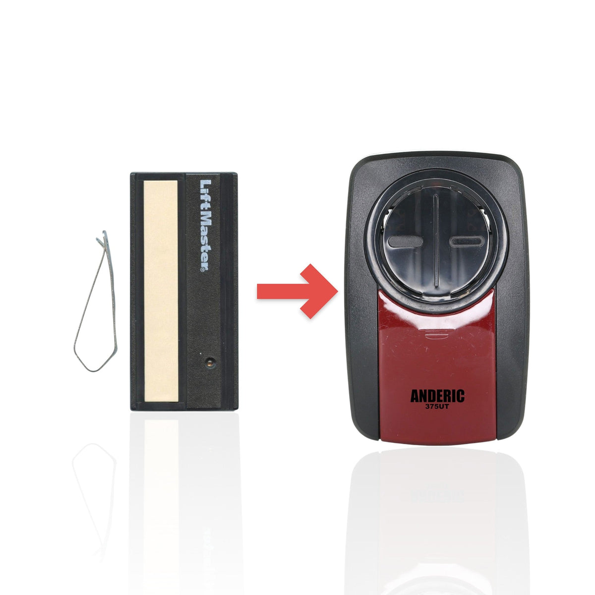 Anderic Substitute for AccessMaster 61LM 1-Button Visor 390 MHz Garage Door Opener Remote Control [375UT-2button]